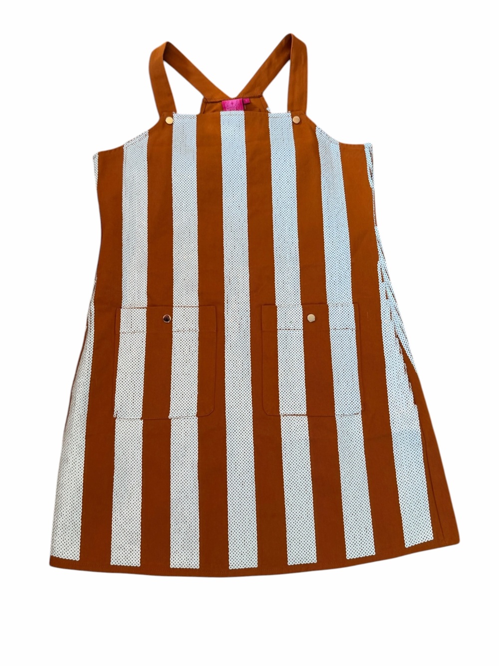 Queen of Sparkles Burnt Orange White Sequin Striped Overall Dress Womens Sml NWT - Picture 3 of 11